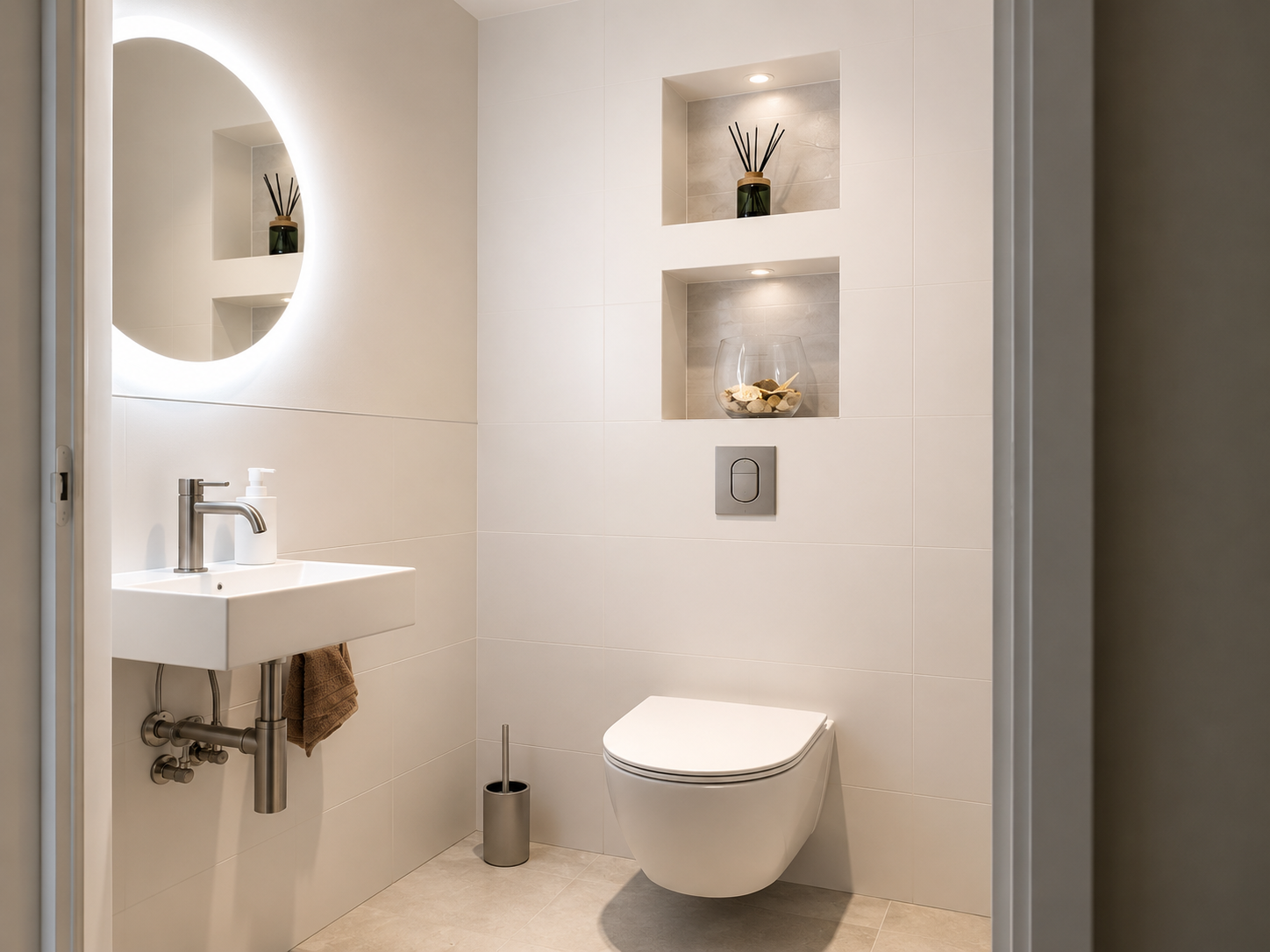 Toiletrenovatie met modern sanitair en tegelwerk door Biernat